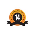 14th year anniversary emblem logo design template