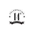 14th year anniversary emblem logo design template