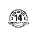 14th year anniversary emblem logo design template