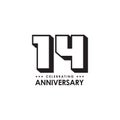 14th year anniversary emblem logo design template