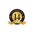 14th year anniversary emblem logo design template