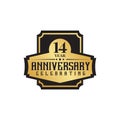 14th year anniversary emblem logo design template