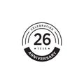 26th year anniversary emblem logo design template