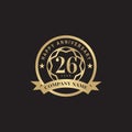 26th year anniversary emblem logo design template