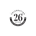 26th year anniversary emblem logo design template