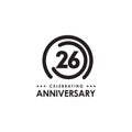 26th year anniversary emblem logo design template