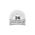 26th year anniversary emblem logo design template