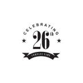 26th year anniversary emblem logo design template