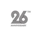 26th year anniversary emblem logo design template