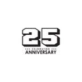 25th year anniversary emblem logo design vector template Royalty Free Stock Photo