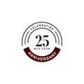 25th year anniversary emblem logo design vector template Royalty Free Stock Photo