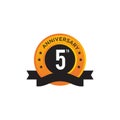 5th year anniversary emblem logo design vector template Royalty Free Stock Photo