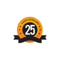 25th year anniversary emblem logo design vector template Royalty Free Stock Photo