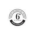 6th year anniversary emblem logo design vector template