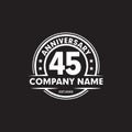 45th year anniversary emblem logo design vector template Royalty Free Stock Photo