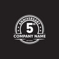 5th year anniversary emblem logo design vector template Royalty Free Stock Photo