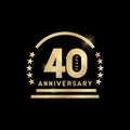 40th year anniversary golden emblem. Vector icon. Royalty Free Stock Photo