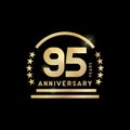 95th year anniversary golden emblem. Vector icon.