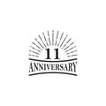 11th year anniversary logo design vector template