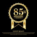 85th years anniversary celebration. anniversary logo with golden jagged edge ring elegance isolated on black background, vector