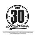 30th years anniversary celebration emblem logo label, black and white stamp isolated, vector illustration template design for Royalty Free Stock Photo