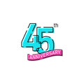 45th Years Anniversary Celebration Icon Vector Logo Design Template