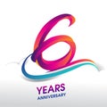 6th Years Anniversary celebration logo, birthday vector design