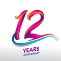 12th Years Anniversary celebration logo, birthday vector design