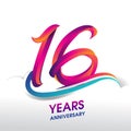 16th Years Anniversary celebration logo, birthday vector design Royalty Free Stock Photo