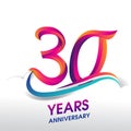 30th Years Anniversary celebration logo, birthday vector design Royalty Free Stock Photo