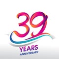 39th Years Anniversary celebration logo, birthday vector design