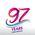 97th Years Anniversary celebration logo, birthday vector design