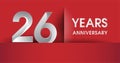 26th Years Anniversary celebration logo, flat design isolated on red background, vector elements for banner, invitation card and