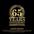 65th years anniversary celebration logo with golden ring elegant on black background, illustration template design