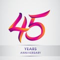 45th Years anniversary celebration logotype colorful design, Birthday logo on white background Royalty Free Stock Photo