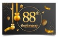 88th years anniversary design for greeting cards and invitation, with balloon, confetti and gift box, elegant design with gold and