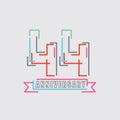 44th Years Anniversary Logo Birthday Celebration Abstract Design Vector Royalty Free Stock Photo