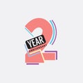 2th Years Anniversary Logo Birthday Celebration Abstract Design Vector Royalty Free Stock Photo