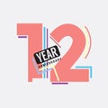 12th Years Anniversary Logo Birthday Celebration Abstract Design Vector