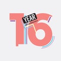 16th Years Anniversary Logo Birthday Celebration Abstract Design Vector Royalty Free Stock Photo