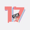 17th Years Anniversary Logo Birthday Celebration Abstract Design Vector