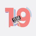 19th Years Anniversary Logo Birthday Celebration Abstract Design Vector