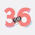 36th Years Anniversary Logo Birthday Celebration Abstract Design Vector Royalty Free Stock Photo