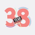 38th Years Anniversary Logo Birthday Celebration Abstract Design Vector
