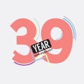 39th Years Anniversary Logo Birthday Celebration Abstract Design Vector Royalty Free Stock Photo