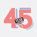 45th Years Anniversary Logo Birthday Celebration Abstract Design Vector