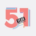 51th Years Anniversary Logo Birthday Celebration Abstract Design Vector Royalty Free Stock Photo