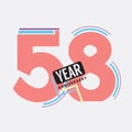 58th Years Anniversary Logo Birthday Celebration Abstract Design Vector