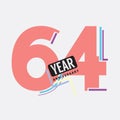 64th Years Anniversary Logo Birthday Celebration Abstract Design Vector