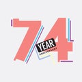 74th Years Anniversary Logo Birthday Celebration Abstract Design Vector